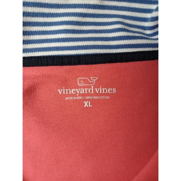 Vineyard Vines Mens Coral Pink 100% Pima Cotton Quarter Zip Pullover XL - Picture 2 of 5